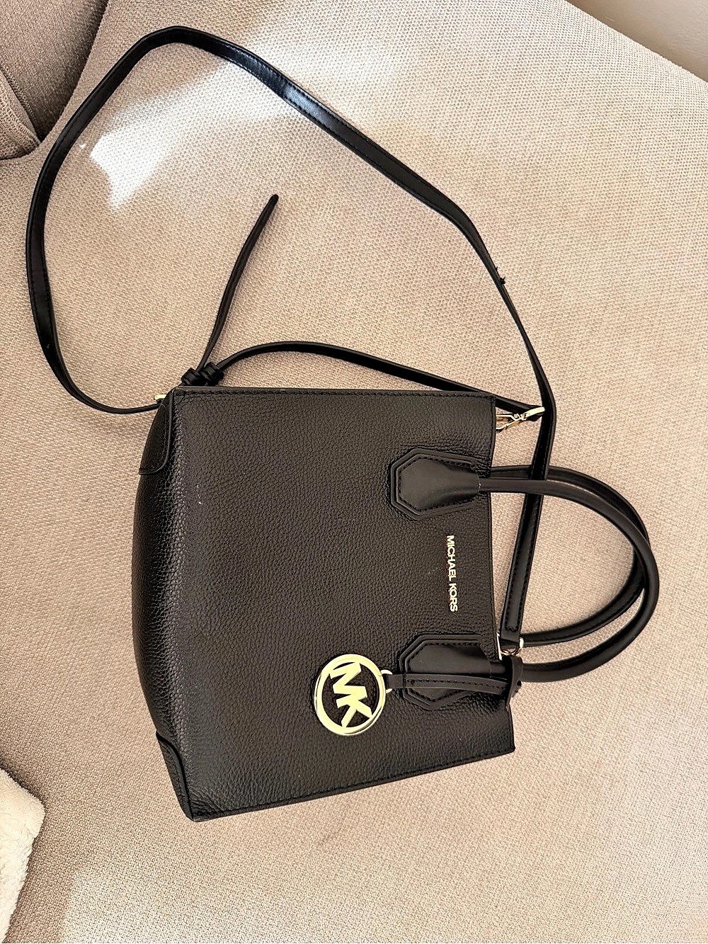 Michael Kors Mercer Extra-Small Pebbled Leather Crossbody Bag Black Crossbody